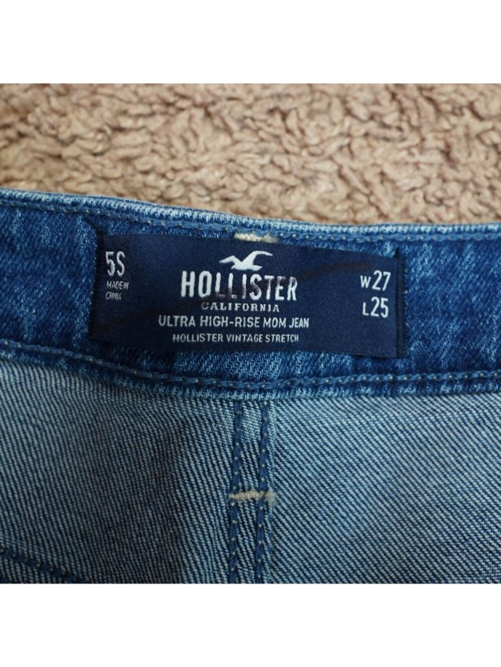 Hollister Jeans Womens 5S Blue Ultra High Rise Mom Patchwork Denim Stretch - Picture 6 of 9